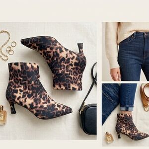 NWOT Madden Girl Leopard Pointed Toe Kitten Heel Boots - 7.5 (Fits 8-8.5)